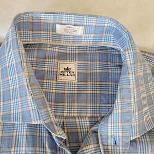 Peter Millar Men's Blue Plaid Button-Up Shirt